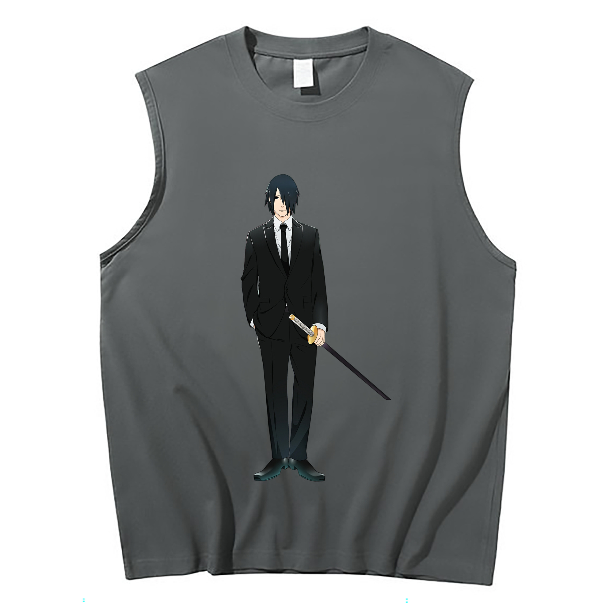 （画像用） NARUTO -ナルト- うちは サスケ Uchiha Sasuke コットン100％タンクトップ（フロントプリント）